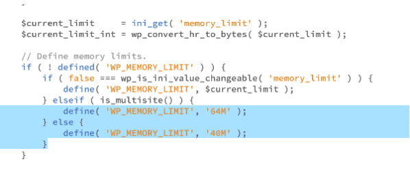 define memory limits WordPress