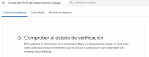 Estado de verificación de una ficha en Google My Business (Perfil de Empresa)