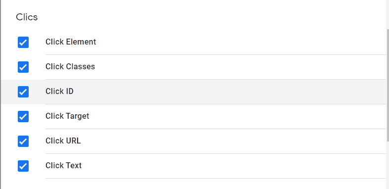 tipos de clic de google tag manager