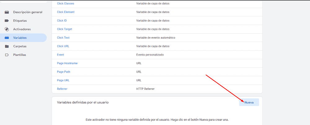 crear nueva variable en gtm