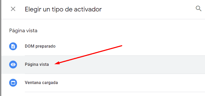 activador tag manager en base a página vista