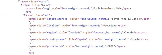 Ejemplo de microdatos aplicados a un snippet