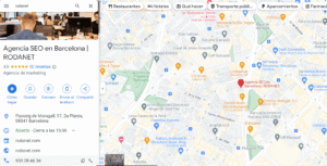 Ejemplo de ficha de negocio visible en Google Maps